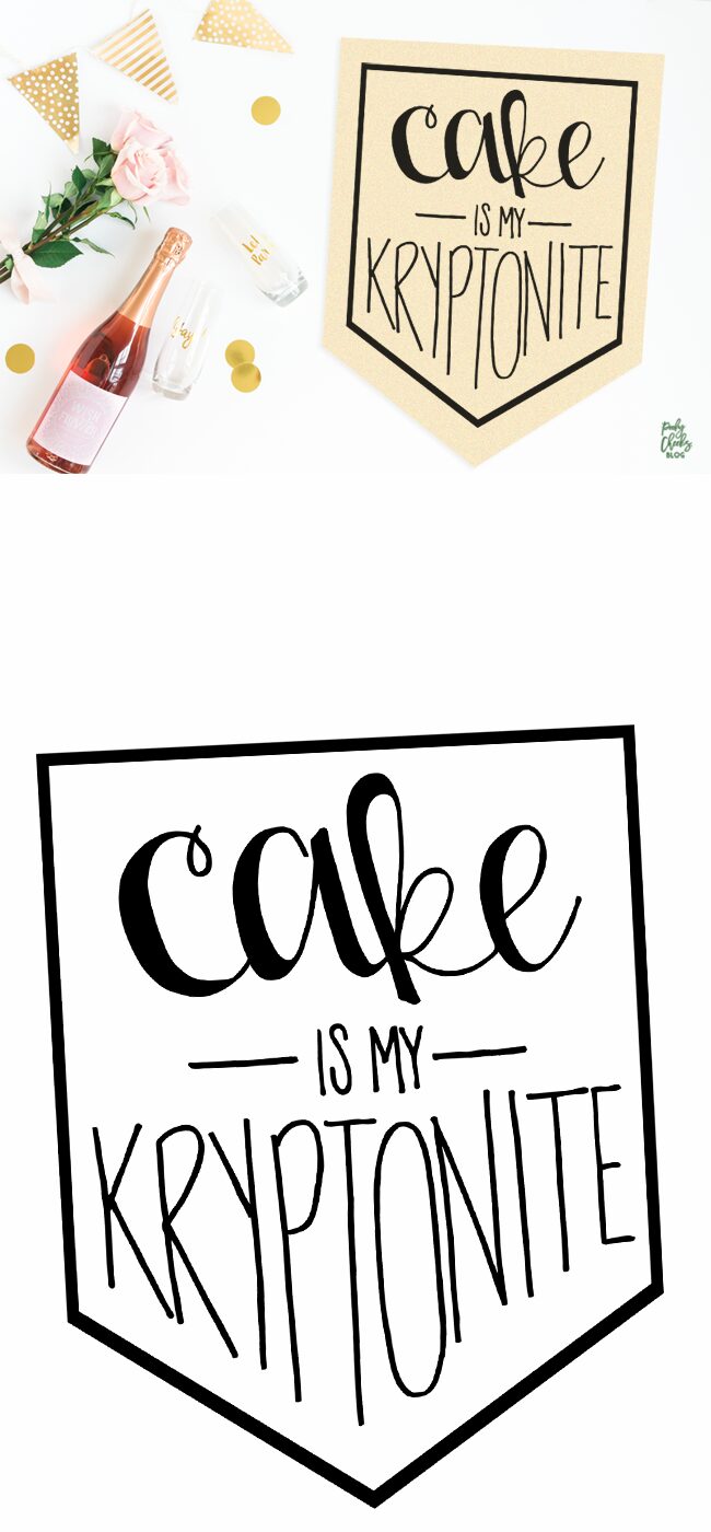 Cake is my Kryptonite - Free cut file for Silhouette and Cricut - SVG, DXF and PNG