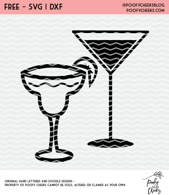 Cocktail Cut File - Silhouette and Cricut Cut Files - DXF, SVG and PNG