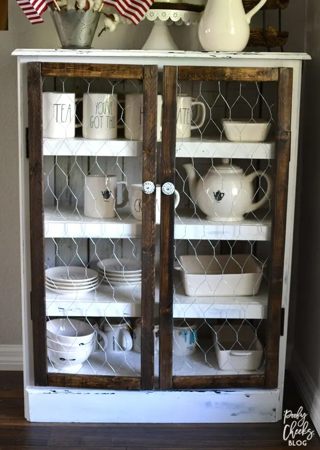 DIY Pie Safe - A dresser turned into a pie safe. Farmhouse style furniture.