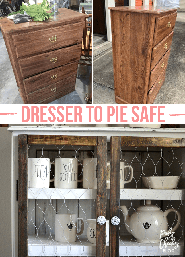 Before and After - DIY Dresser to Pie Safe