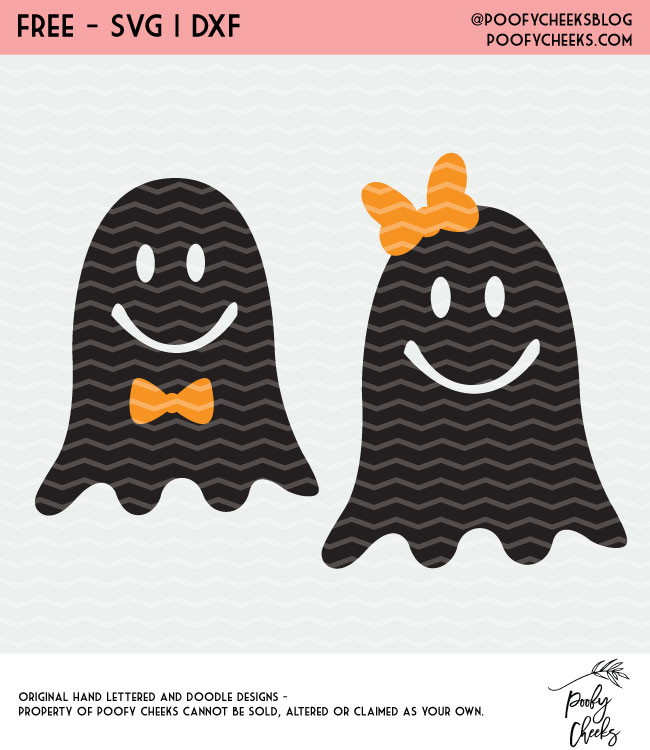Ghosts with Bows Halloween Cut Files. Free designs for Silhouette and Cricut cutting machines. SVG, DXF and PNG files. #halloween #cutfile