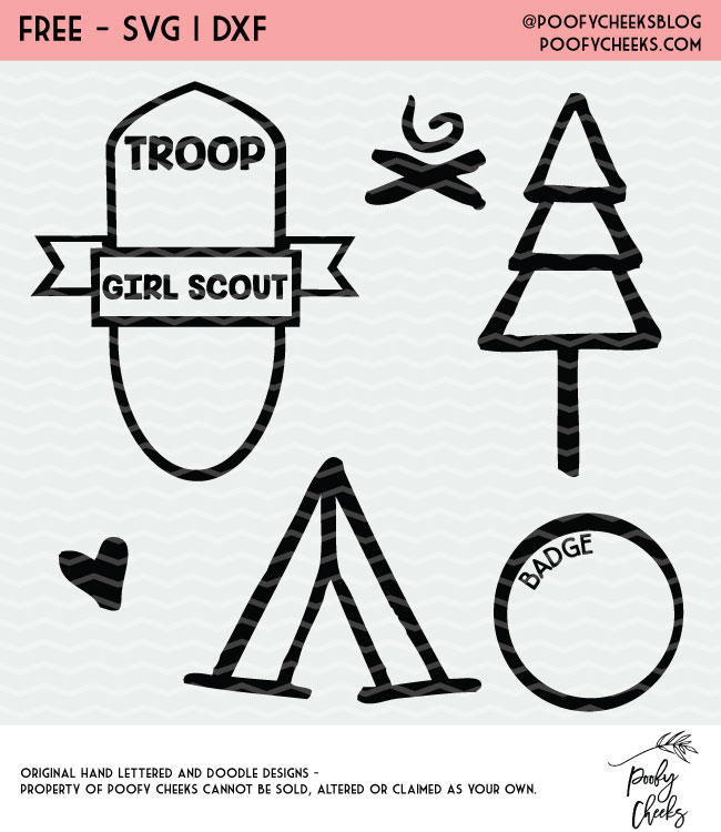 Girl Scout cut files for Cricut and Silhouette cutting machines. Grab the SVG, DXF and PNG files with girl scout shapes. #girlscout #cutfile