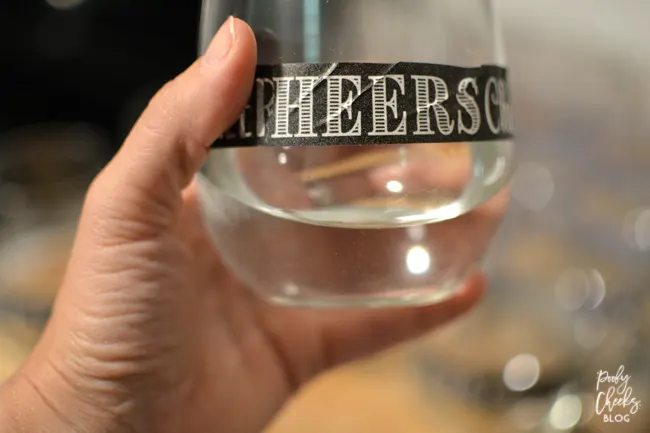 DIY Dishwasher Safe Glitter Glasses Tutorial. Step by step pictures - personalized with adhesive vinyl using a Silhouette or Cameo cutting machine.