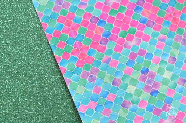 Teal and green mermaid scales print craft vinyl sheet - HTV - Adhesive