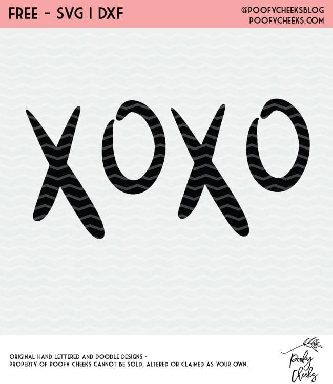 XOXO Cut file for Silhouette and Cricut cutting machines. Tons of free cut files on this site.