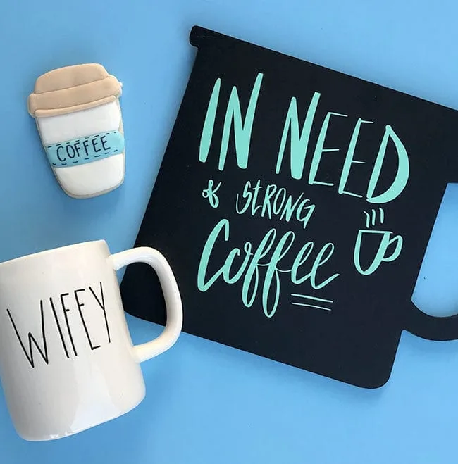 In Need of Coffee Cut File - Hand lettered cut file for Silhouette and Cricut.