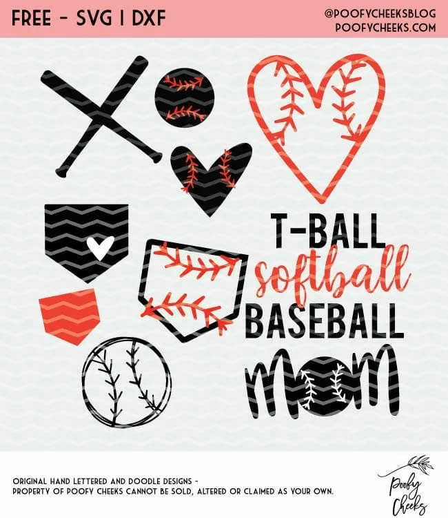 Balls, bats and diamond cut files. Use these shapes for softball, baseball and t-ball designs. Cut files for Cricut and Silhouette.