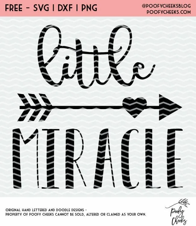 Little Miracle cut file for Silhouette and Cricut cutting machines. Free cut file for baby. Would go great on a onesie.