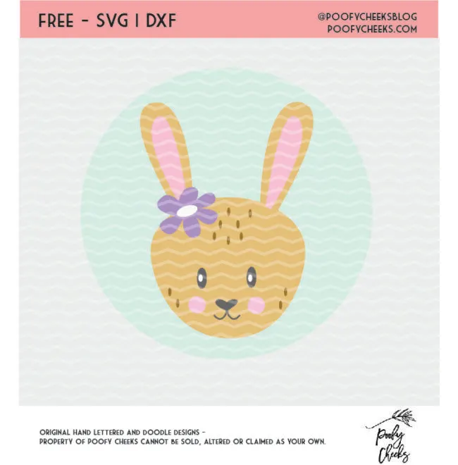 Bunny SVG, DXF, PNG file for use with Cricut or Silhouette cutting machines. Over 120 free cut files on PoofyCheeks.com