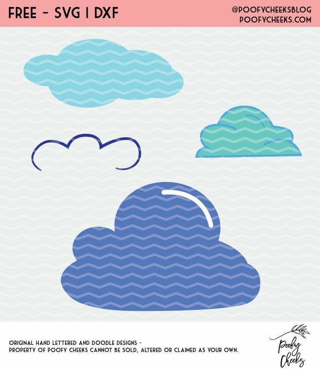 Cloud cut file for use with Silhouette and Cricut designs. Download the files in PNG, DXF and SVG format.