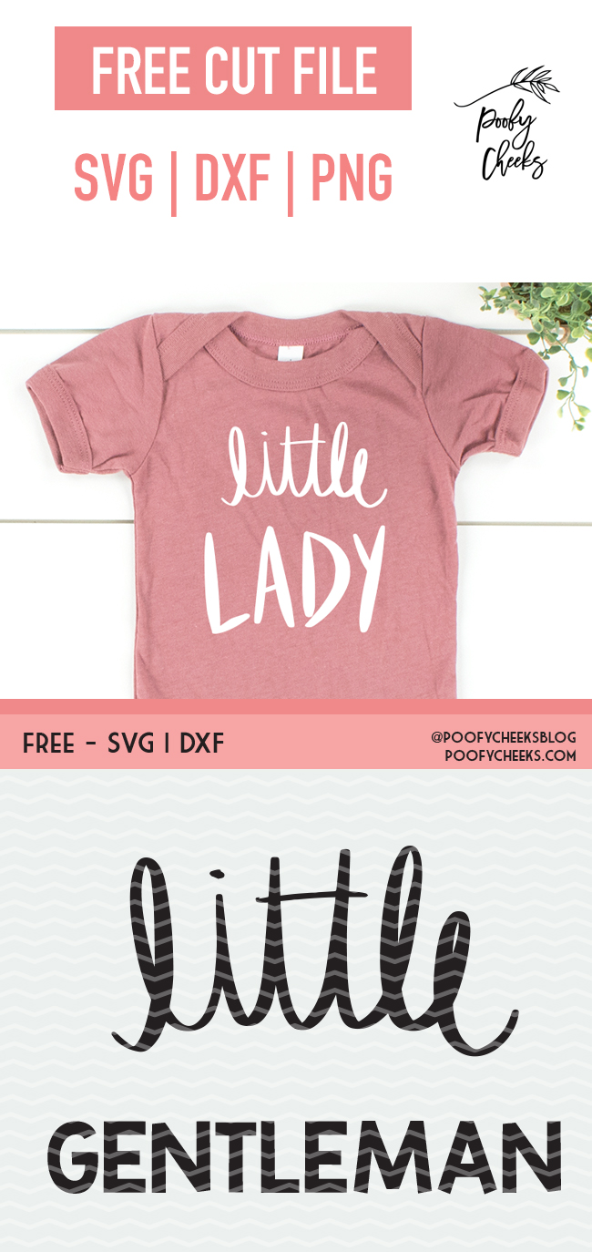 Little Lady and Little Gentlemen design for baby onesies. Free cut file for Silhouette or Cricut. SVG, DXF and PNG files for download.