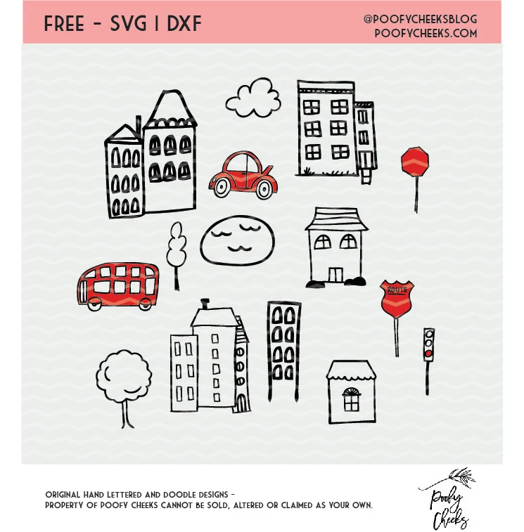 Town cut file bundle for use with Cricut and Silhouette machines. SVG, DXF and PNG