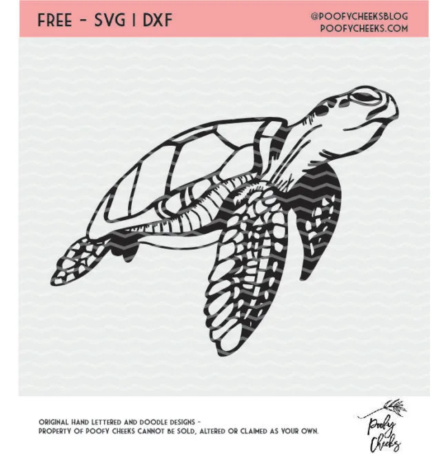 Sea Turtle cut file for use with Silhouette and Cricut. Sea Turtle SVG, DXF and PNG