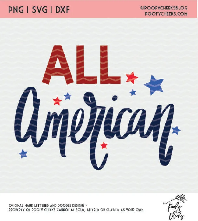 All American Patriotic Cut File for use with Silhouette and Cricut.