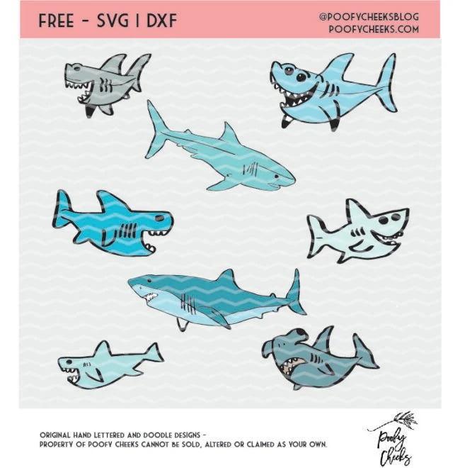 Shark SVG, PNG and DXF cut file for use with Silhouette and Cricut. Baby Shark design.