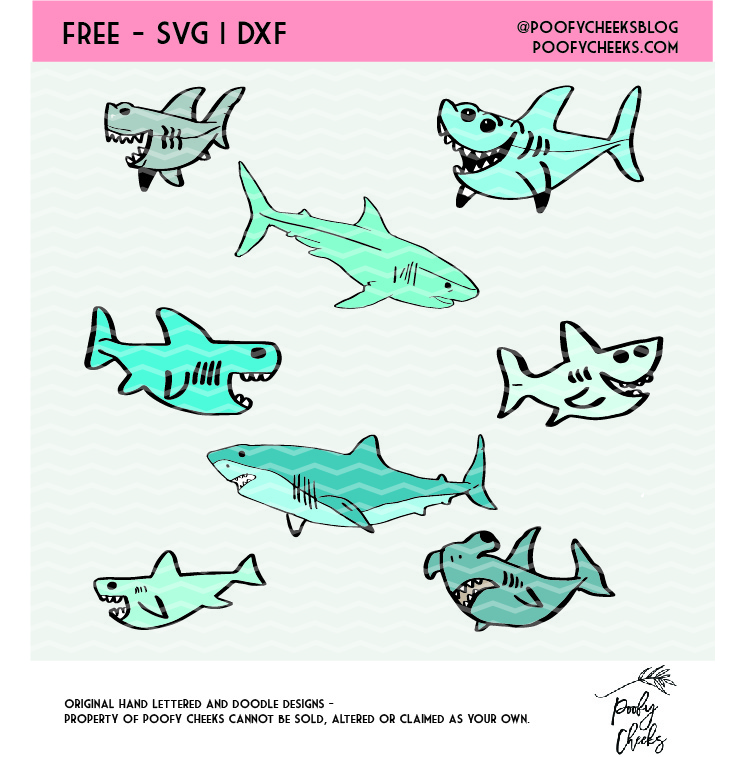 Shark SVG, PNG and DXF cut file for use with Silhouette and Cricut. Baby Shark design.