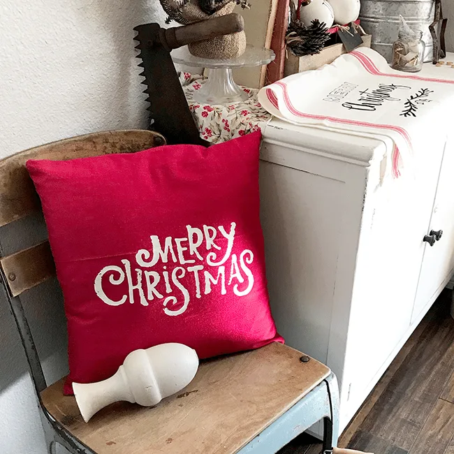 Heat press transfer Merry Christmas Pillow