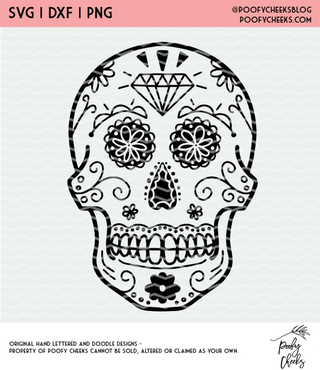 Halloween Sugar Skull SVG, DXF, PNG cut files for download. — Hela