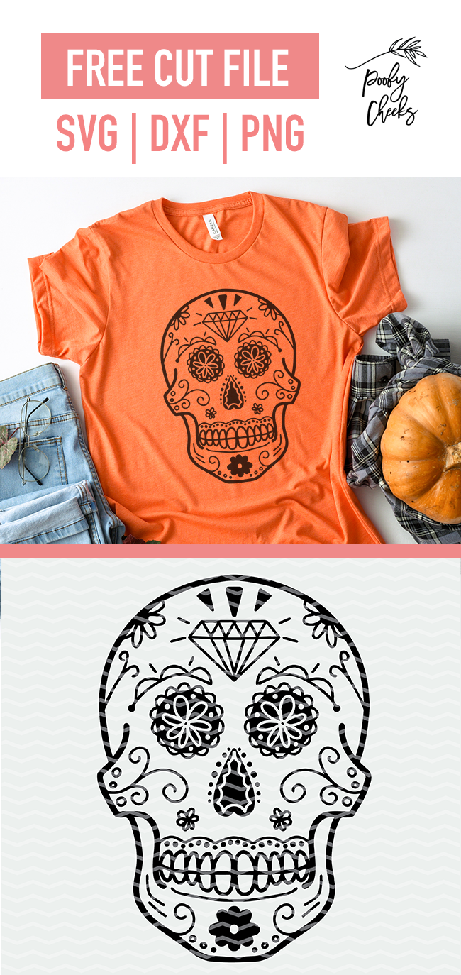Sugar skull skeleton cut file for Silhouette Cameo and Cricut. SVG, DXF and PNG file.