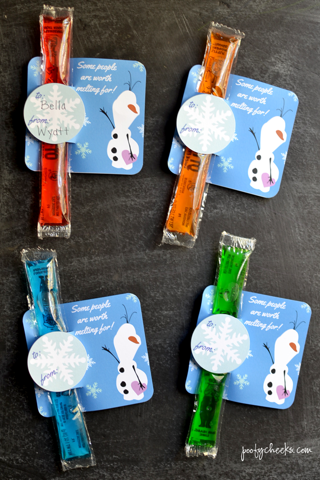Printable Olaf Valentine with popsicles.