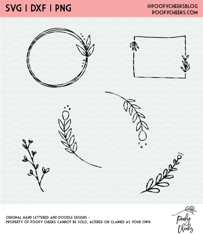 Floral Accents Cut File SVG DXF And PNG Poofy Cheeks   Spring Floral Doodle Cut File 1 650x750 .webp