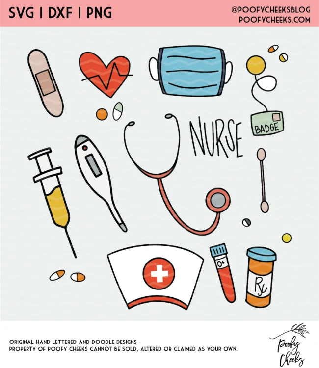 Nurse Cut File - PNG SVG and DXF