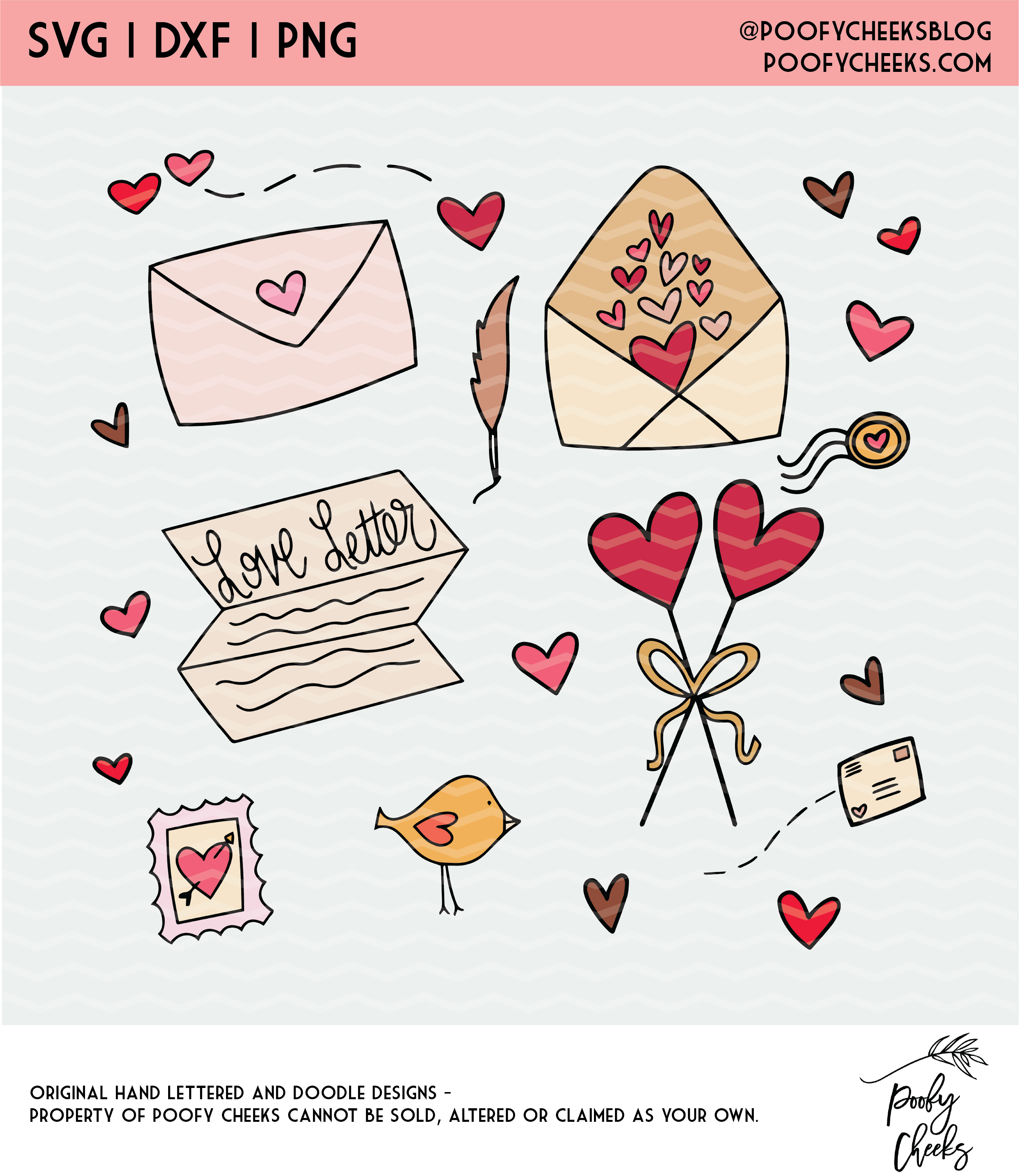 Love Letter Valentine Clipart and Cut File