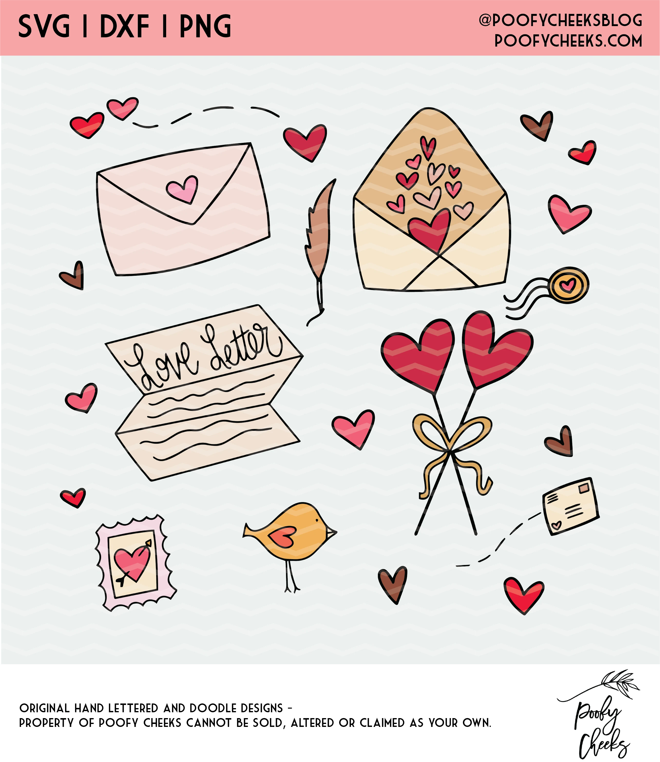 Love Letter Valentine Clipart and Cut File