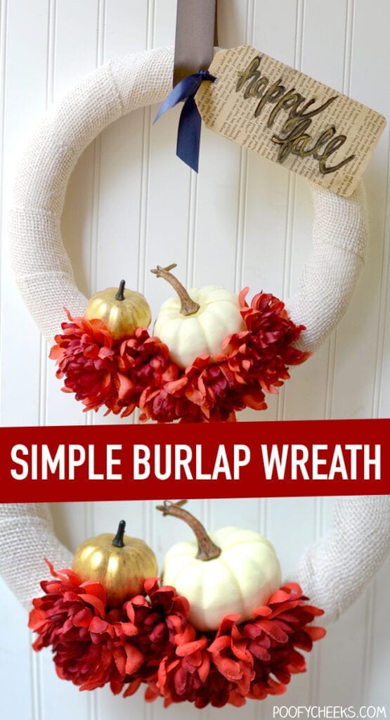 Simple Elegant Burlap Fall Wreath - Poofy Cheeks