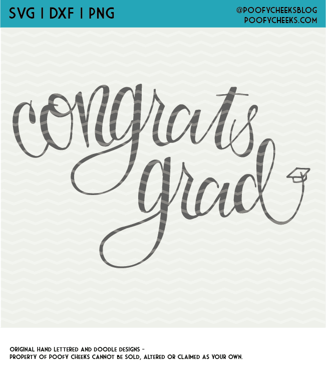 Congrats Grad hand lettered cut file. Free cut file for Silhouette and Cricut. Graduation cut file.