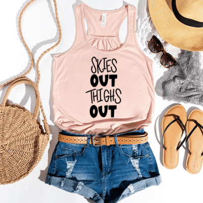 Skies Out Thighs Out Cut File for Silhouette and Cricut, SVG, DXF, PNG