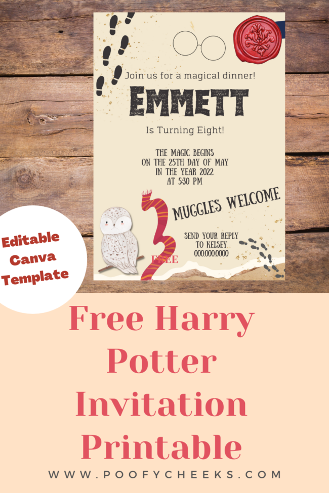 Free Harry Potter Party Invitation Printable - Editable Canva Template