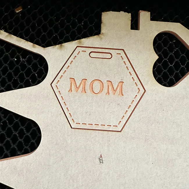 Acrylic Keychain cut and engraved in a Glowforge.