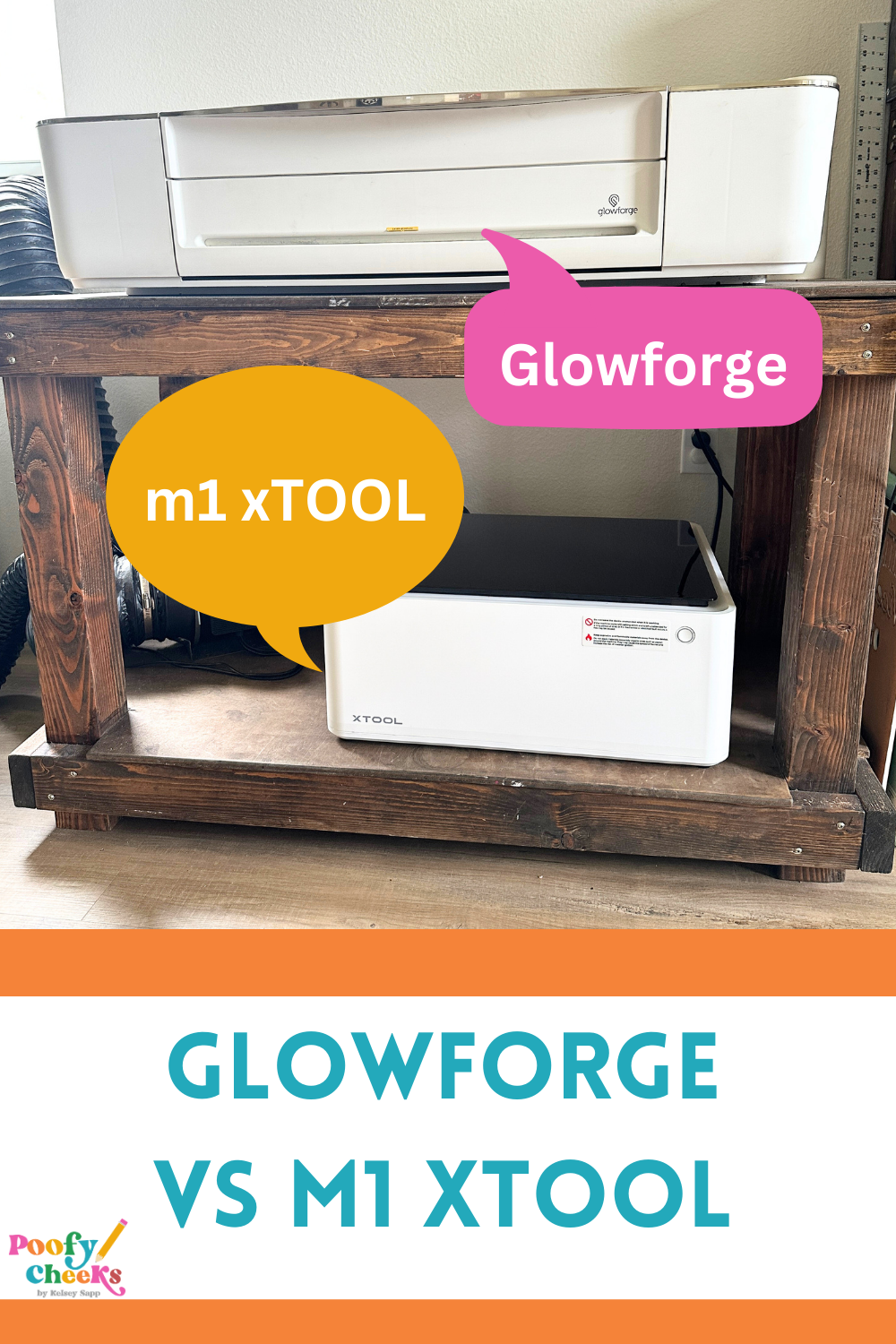 Glowforge and M1 xTOOL side by side picture. 