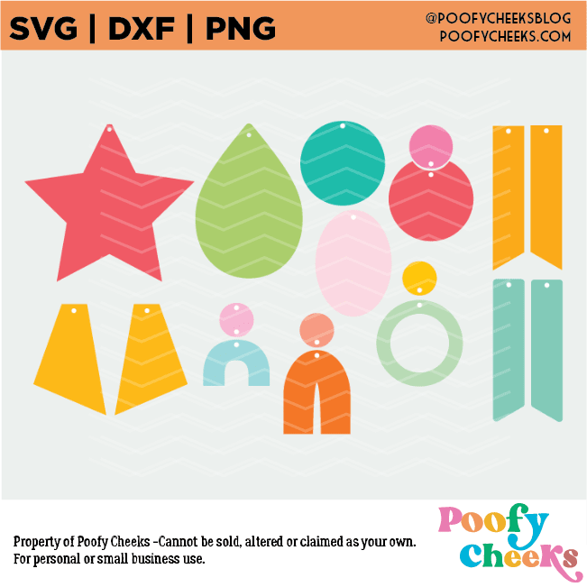 Earring SVG Bundle - 12 Earring Shapes SVG, DXF, PNG