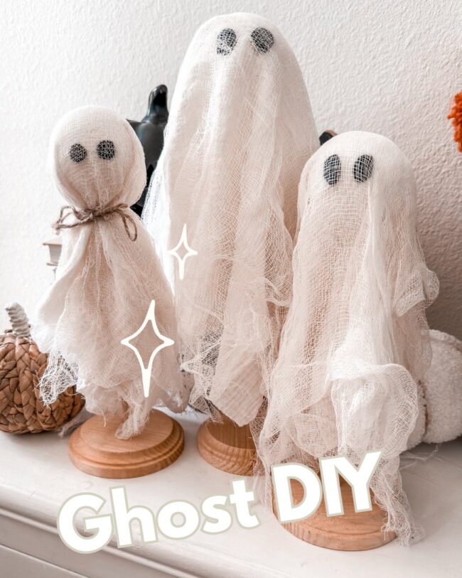 Cheesecloth ghost halloween craft DIY